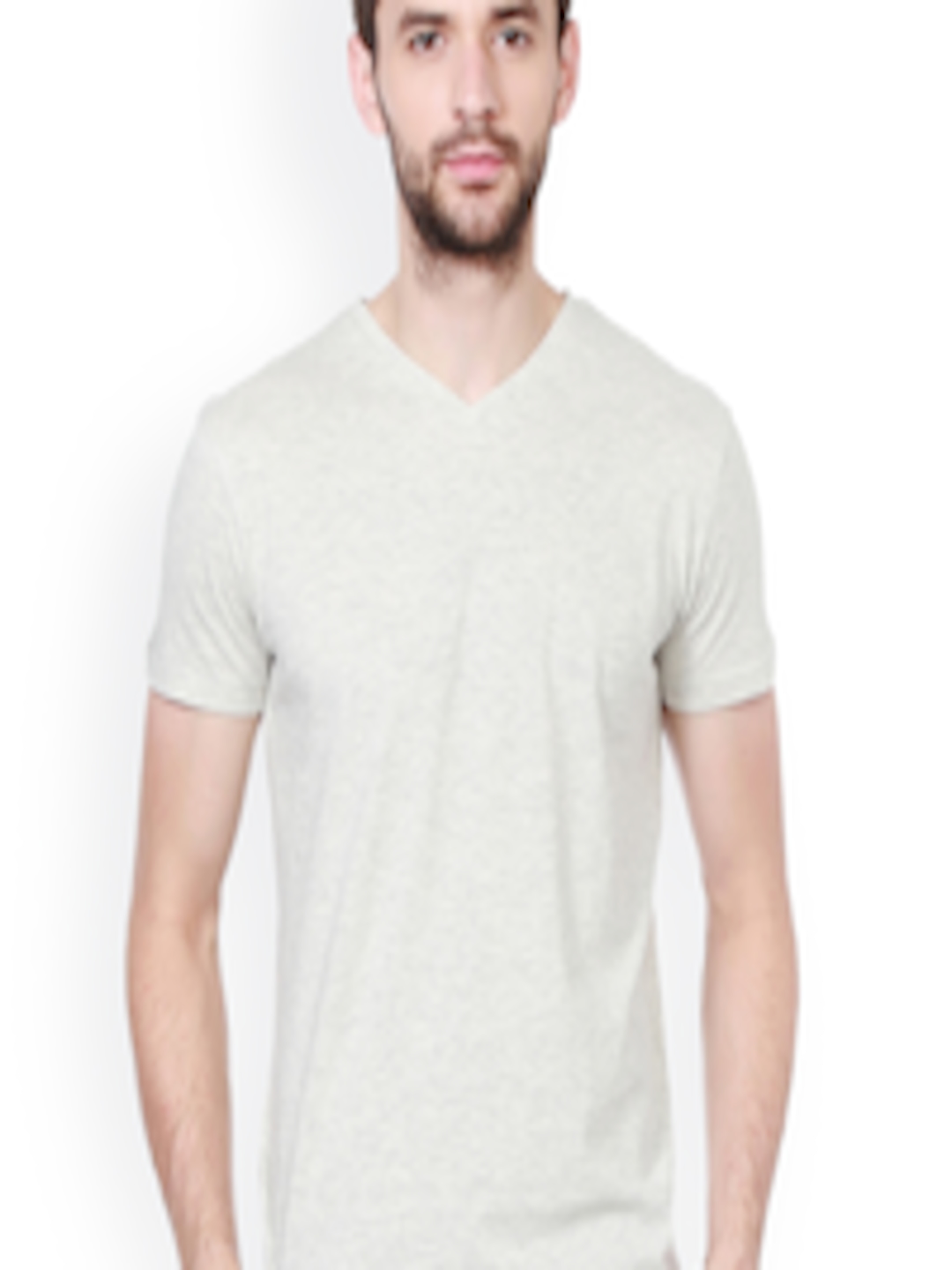 Buy People Men Off White Solid V Neck T Shirt - Tshirts for Men 2118741 ...