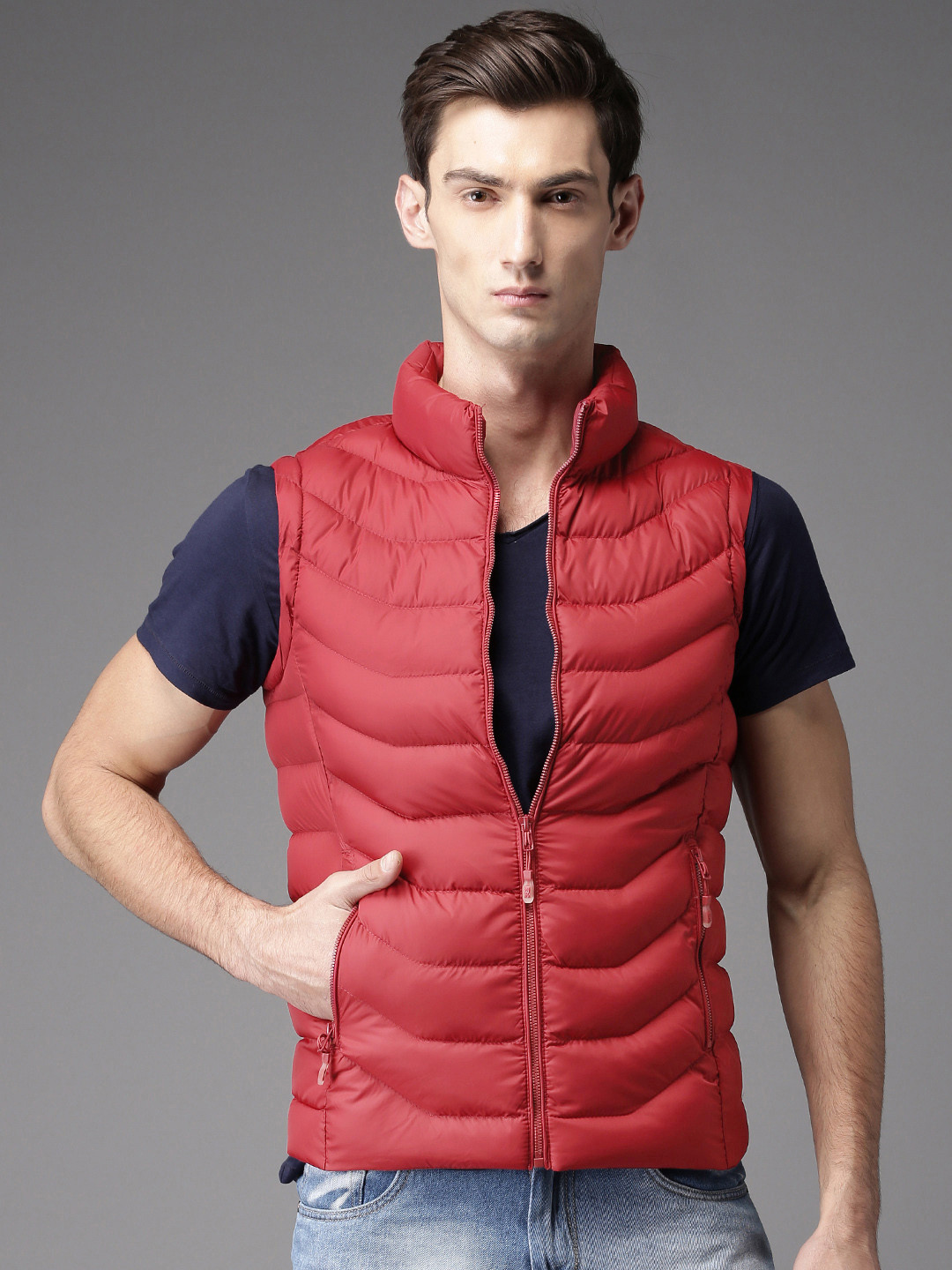 Buy HERE&NOW Men Red Solid Puffer Jacket Jackets for Men 2118814 Myntra