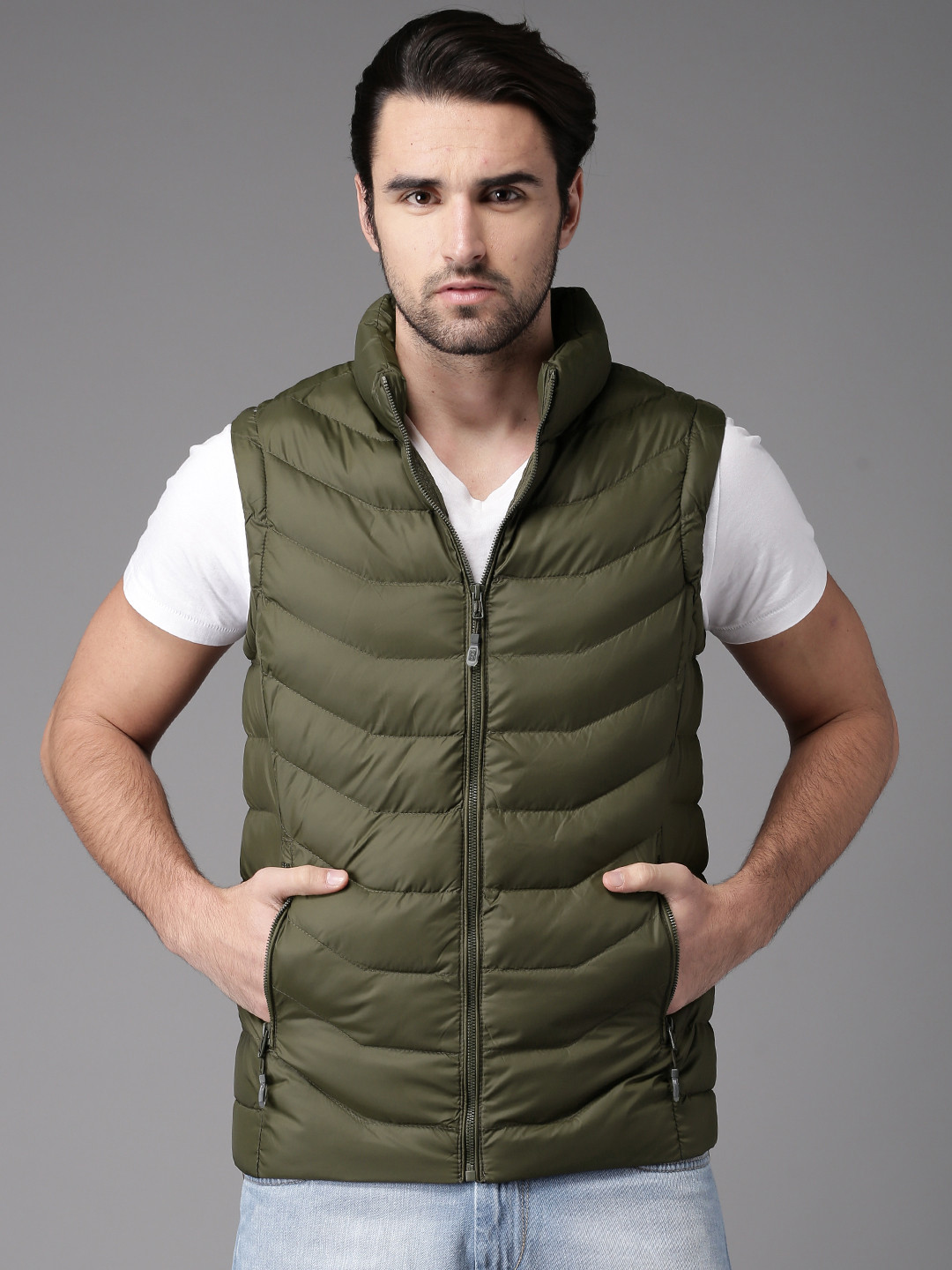 Buy HERE&NOW Men Green Solid Puffer Jacket Jackets for Men 2118816 Myntra