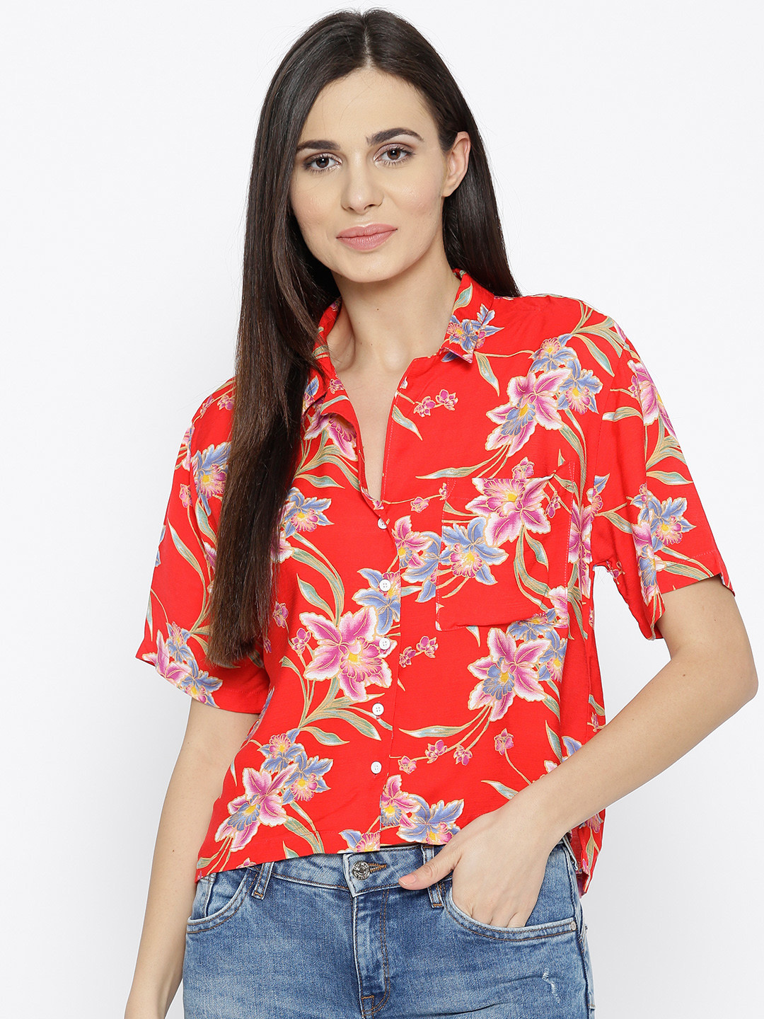 Buy FOREVER 21 Women Red Floral Print Casual Shirt Shirts for Women