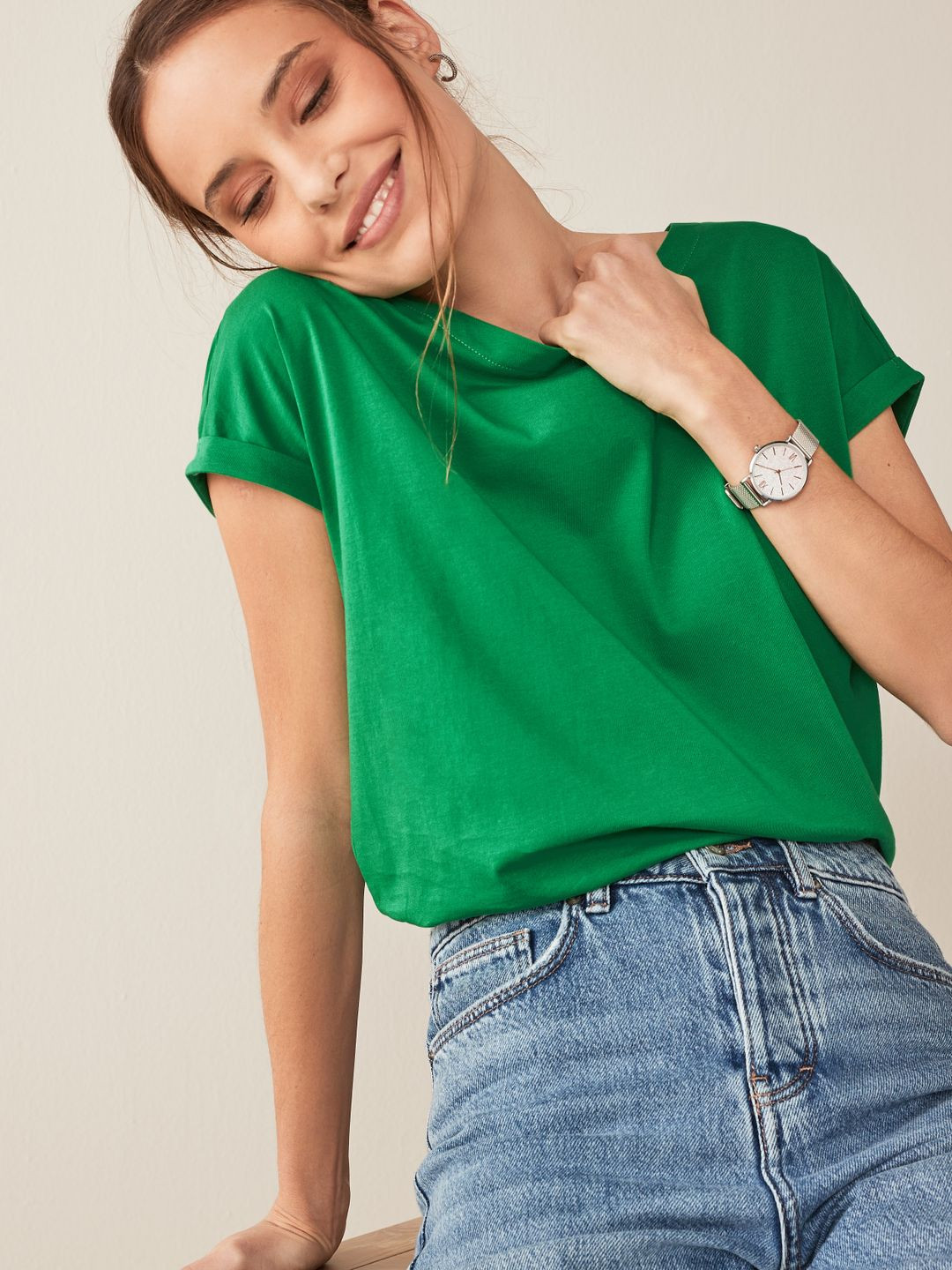 Buy NEXT Women Extended Sleeves Pure Cotton T Shirt Tshirts for Women