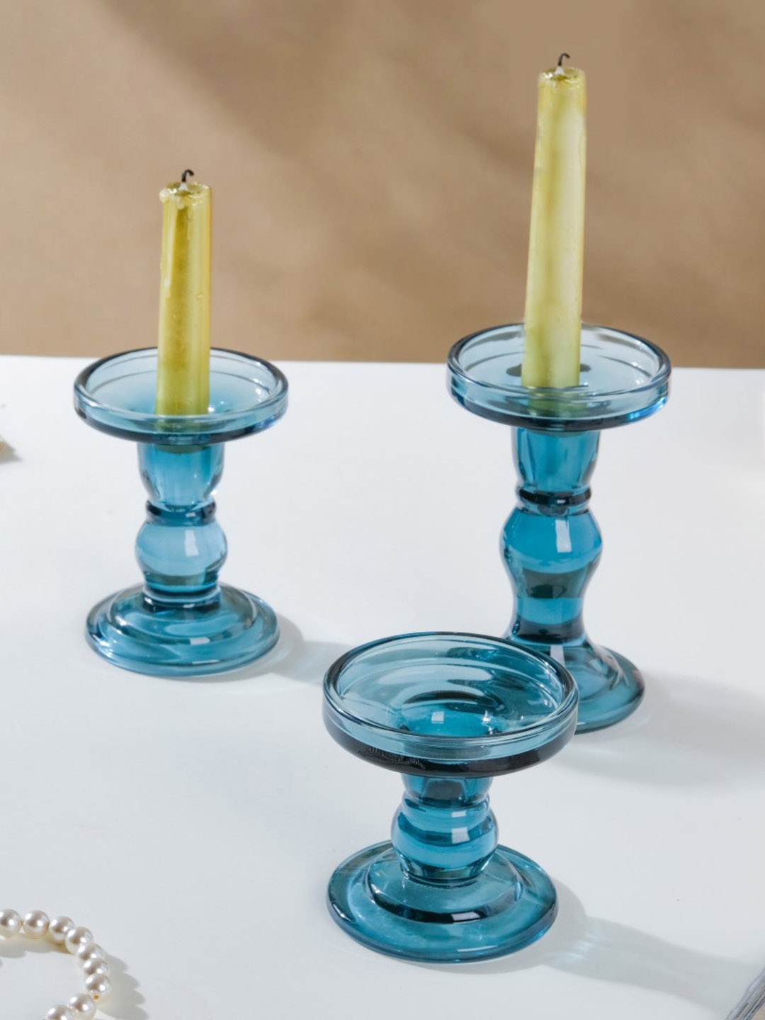 Buy Nestasia Royal Blue Set Of 3 Glass Candle Holder Candle Holders