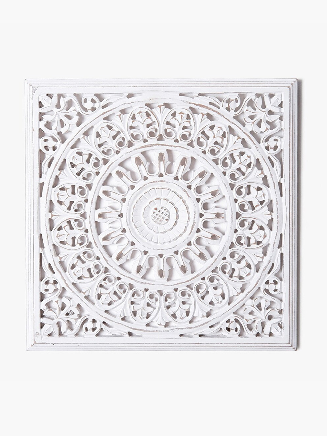 Buy CASA DECOR Rajasthani Floral White Textured Wooden Floral Wall Decor - Wall Decor for Unisex ...