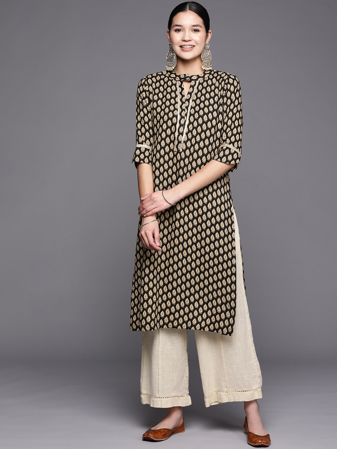 Buy Libas Women Ethnic Motifs Printed Band Collar Neck Kurta Kurtas for Women 21194446 Myntra
