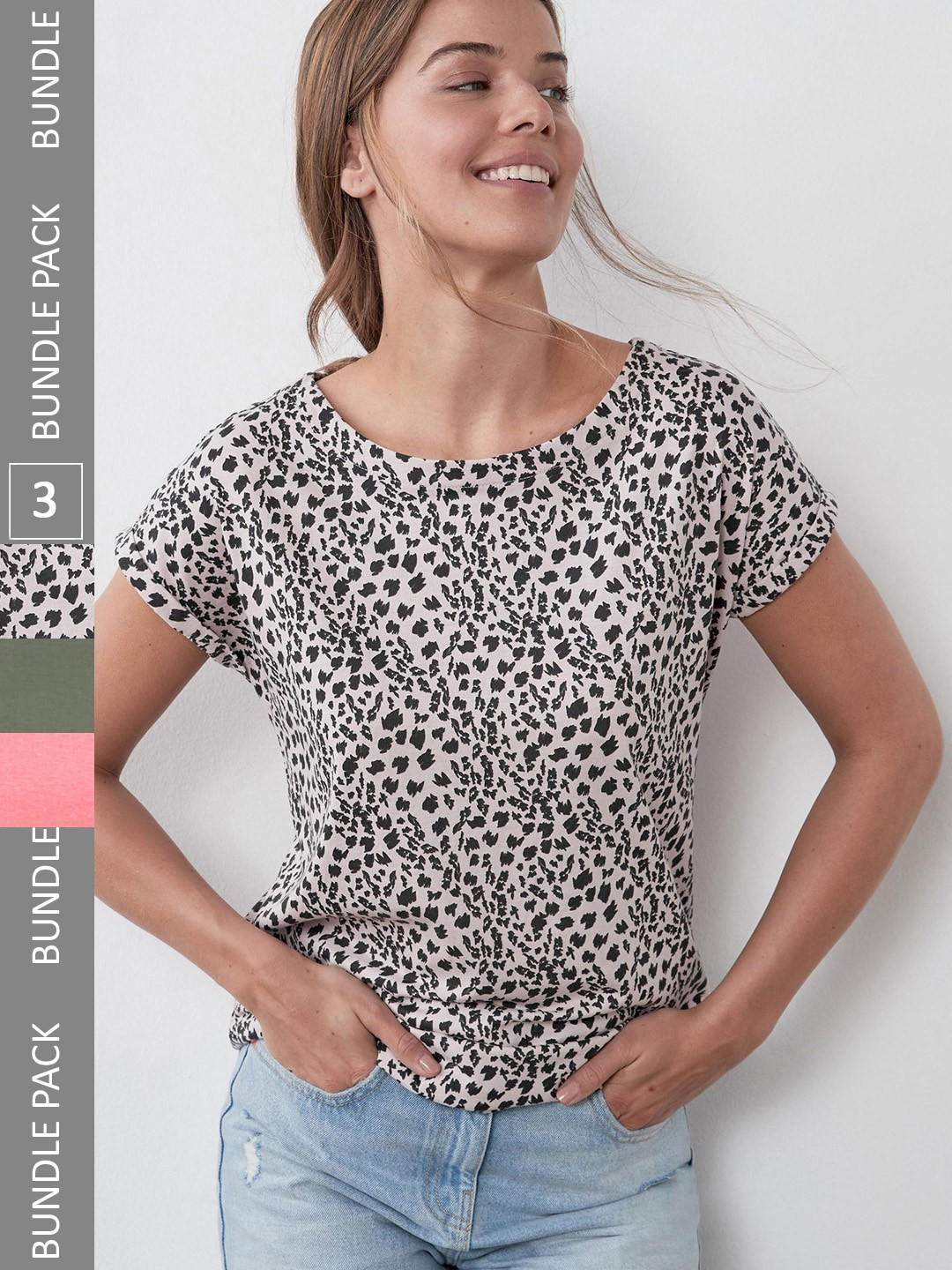 Buy NEXT Women Pack Of 3 Pure Cotton Extended Sleeves T Shirts