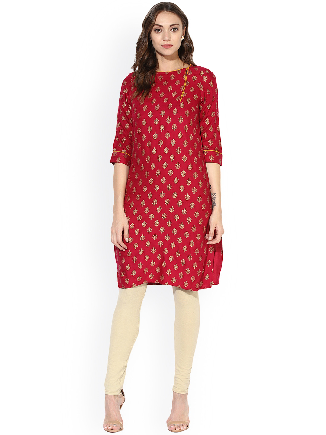 Buy Juniper Women Red Printed Straight Kurta - Kurtas for Women 2119838 | Myntra