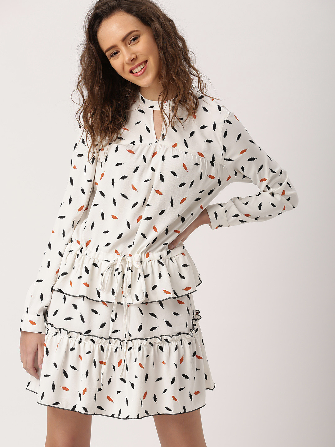 Buy DressBerry Women White Printed Fit And Flare Dress Dresses for