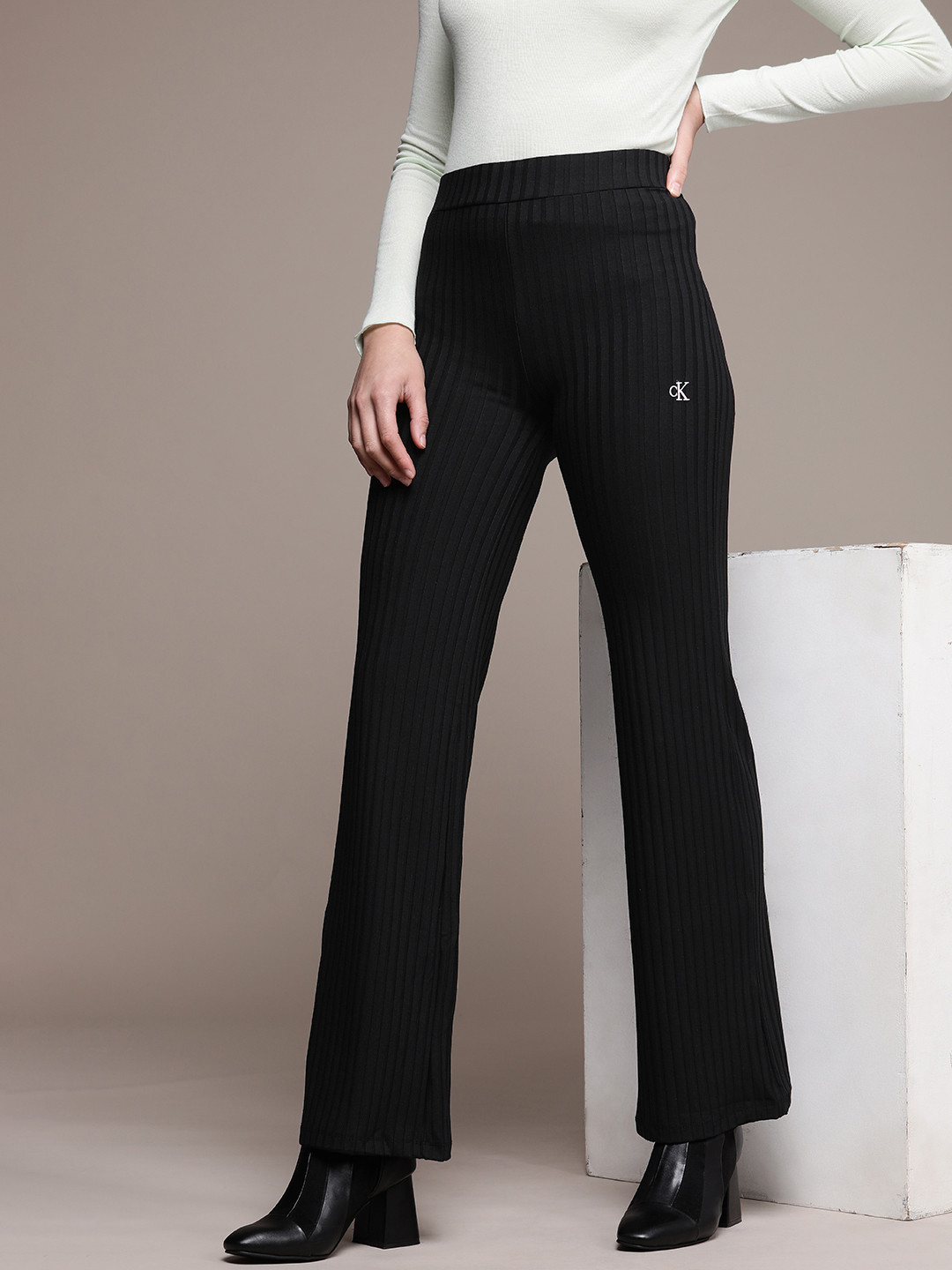 Buy Calvin Klein Jeans Women Slim Fit Ribbed Track Pants Track Pants