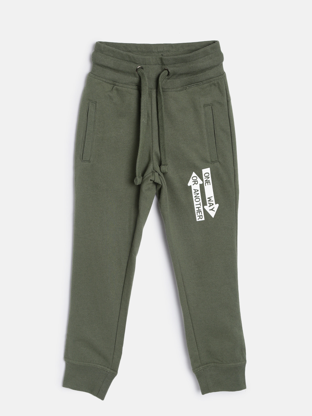 Buy Flying Machine Boys Olive Green Joggers Track Pants for Boys