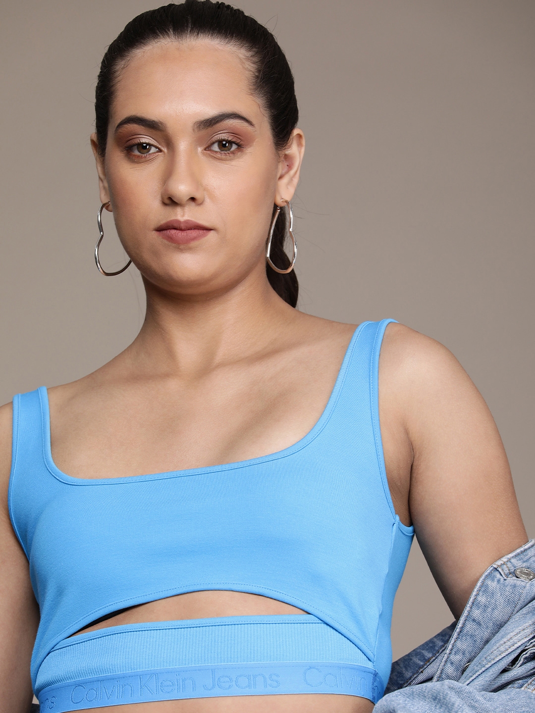 Buy Calvin Klein Jeans Bralette Crop Top With Cut Out Detail Tops For buy-calvin-klein-jeans-bralette-crop-top-with-cut-out-detail-tops-for