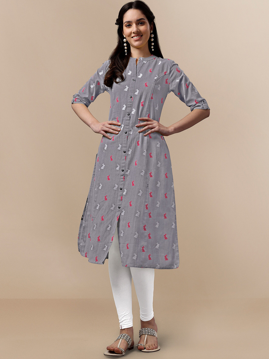 Buy KALINI Women Animal Print Pure Cotton Straight Kurta Kurtas for Women 21227124 Myntra