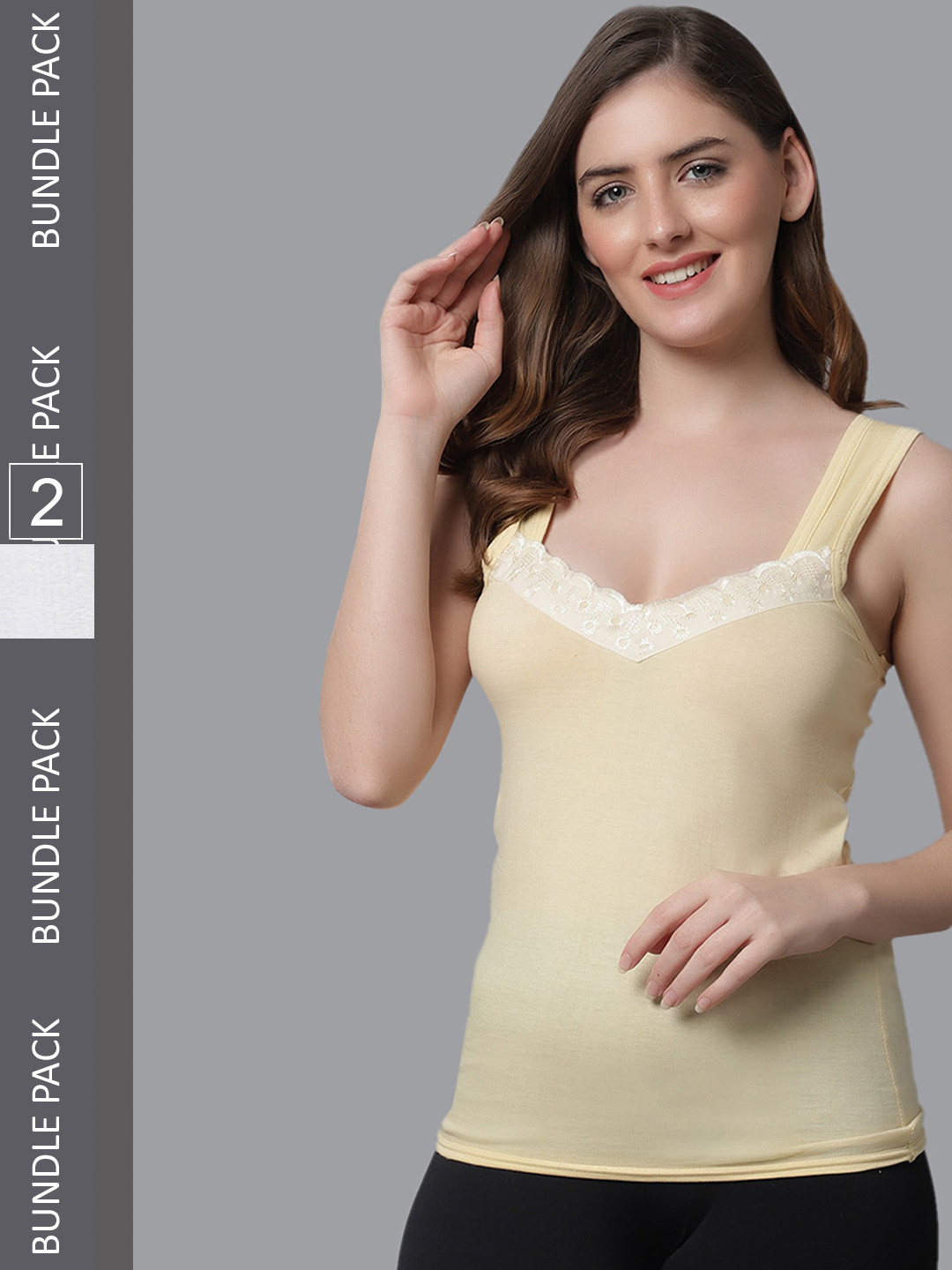 Buy KEX Women Pack Of 2 Lace Neck Cotton Camisoles - Camisoles for ...