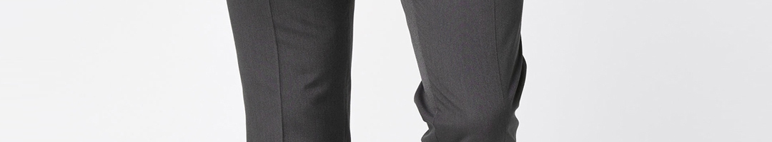 Buy Next Men Charcoal Slim Fit Solid Formal Trousers - Trousers for Men ...