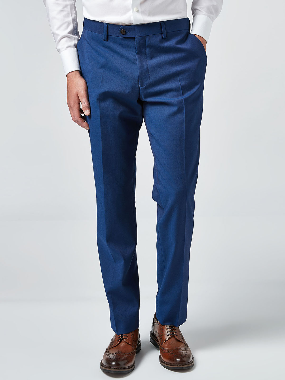 Buy Next Men Navy Blue Slim Fit Solid Regular Trousers - Trousers for ...