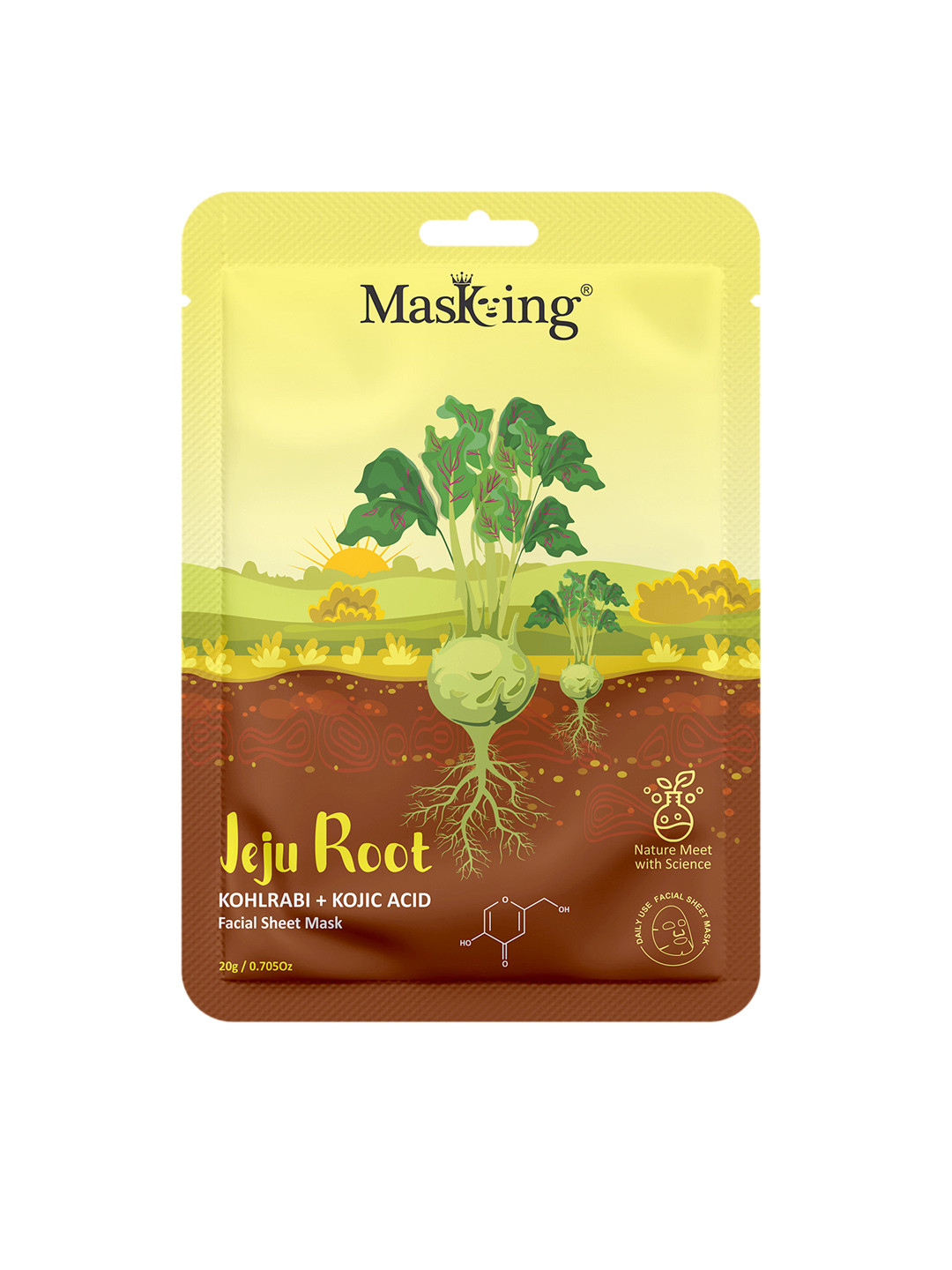 Buy MasKing Jeju Root Facial Sheet Mask With Kohlrabi & Kojic Acid 20 G