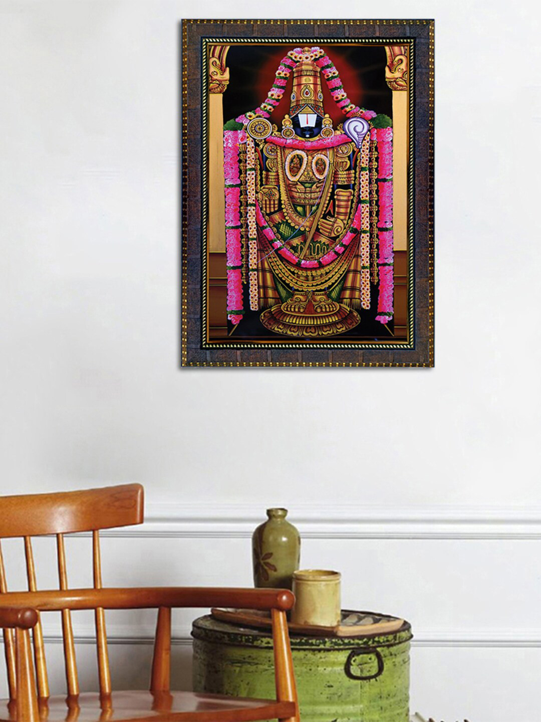 Buy WENS Brown & Pink Lord Venkateswara Painted Framed Wall Art - Wall ...