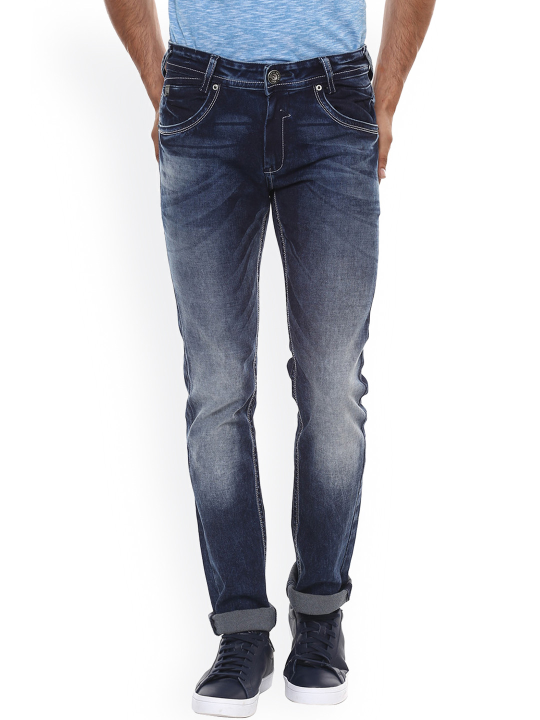 Buy Mufti Men Blue Skinny Fit Mid Rise Clean Look Stretchable Jeans - Jeans for Men 2125299 | Myntra
