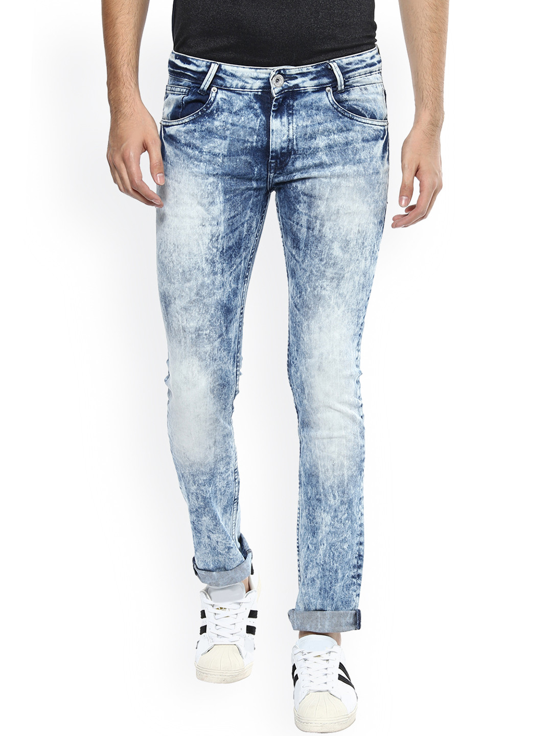 Buy Mufti Men Blue Skinny Fit Mid Rise Clean Look Stretchable Jeans - Jeans for Men 2125384 | Myntra