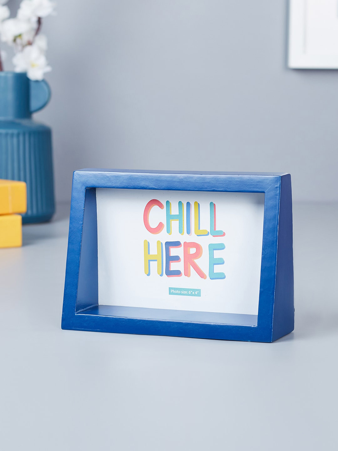 Buy HomeTown Blue & White Venice Wood MDF And Glass Triangular