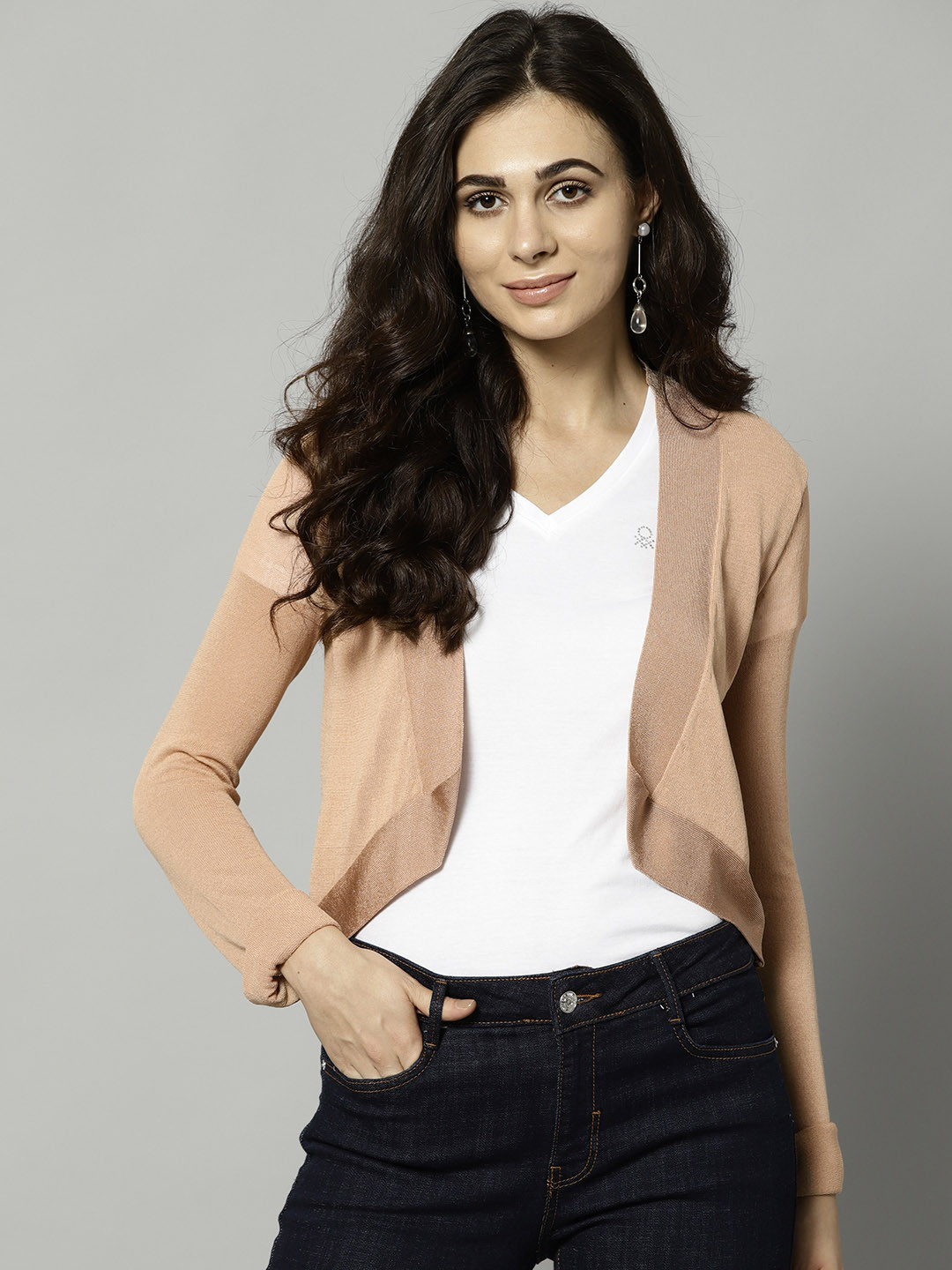 Buy Marks & Spencer Women Beige Solid Shrug Shrug for Women 2125540