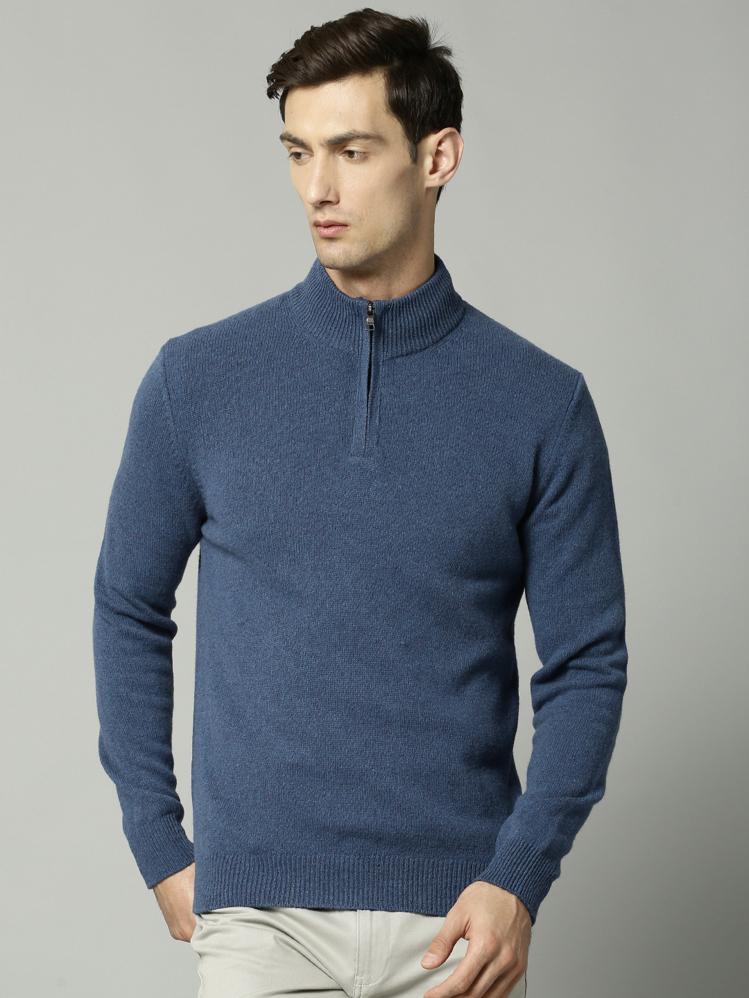 Buy Marks & Spencer Men Blue Solid Pullover Sweaters for Men 2125551