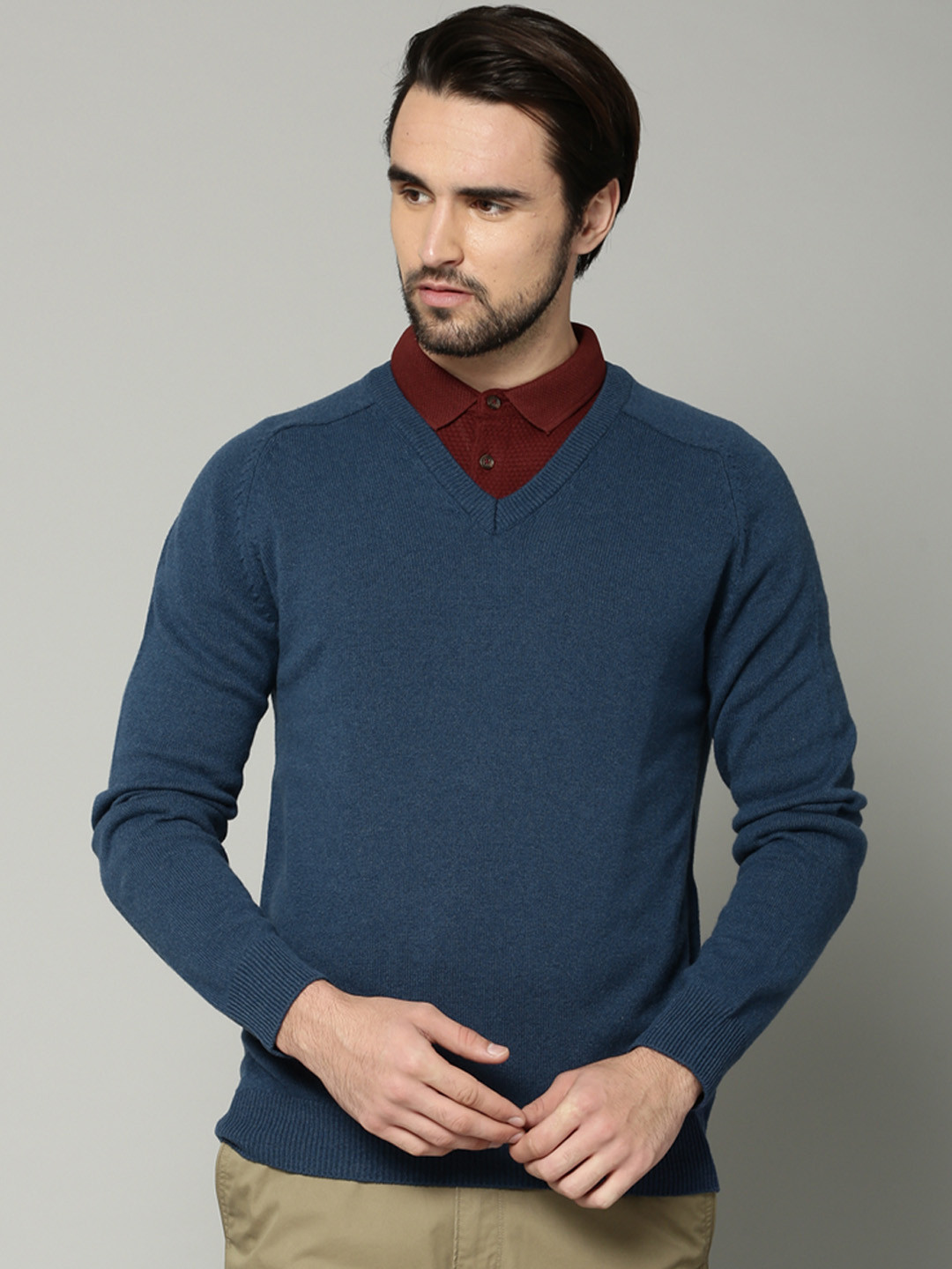 Buy Marks & Spencer Men Blue Solid Sweater Sweaters for Men 2125553