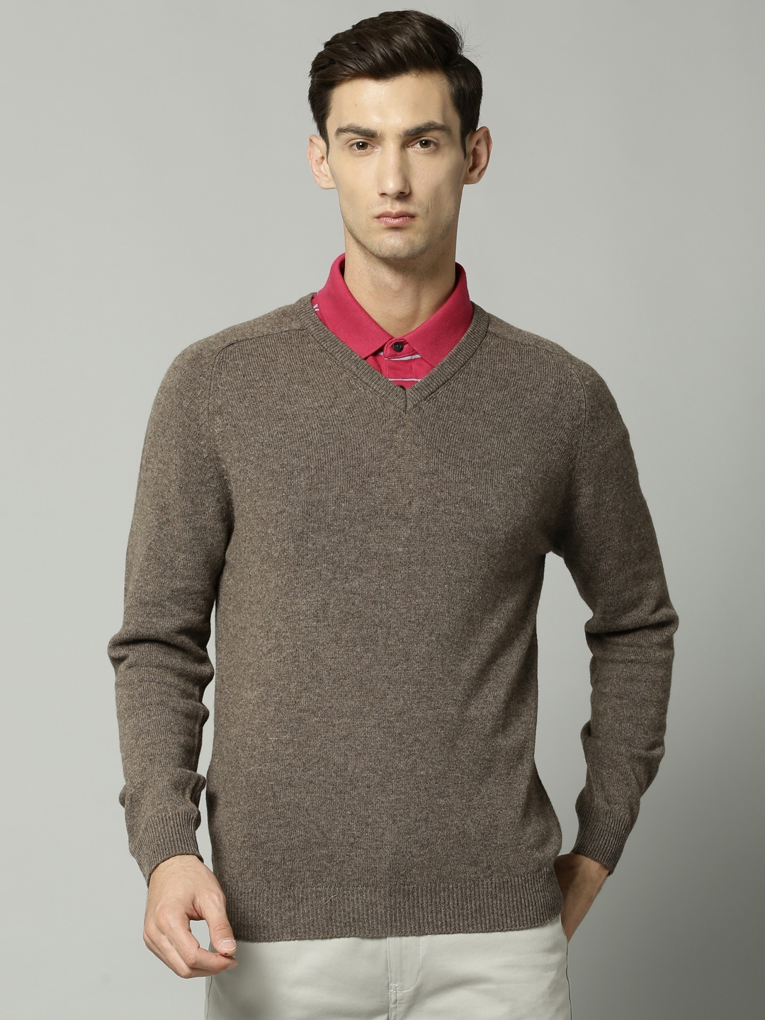Buy Marks & Spencer Men Taupe Solid Pullover - Sweaters for Men 2125554 ...