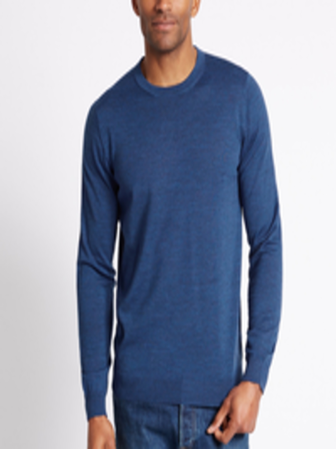 Buy Marks & Spencer Men Blue Solid Sweater - Sweaters for Men 2125562 ...