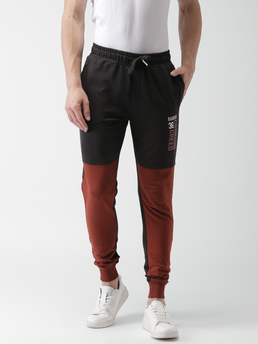leather joggers brown