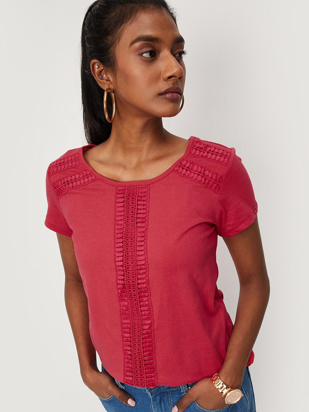 Women's Typography Printed Pink Top