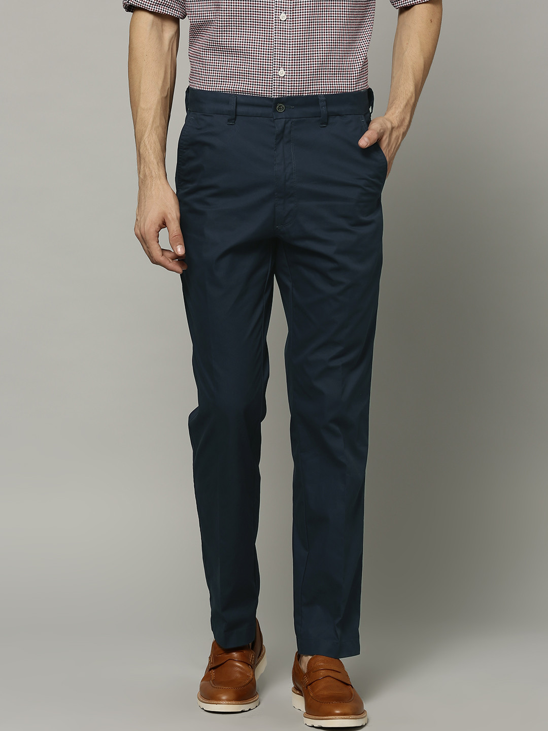 Buy Marks & Spencer Men Navy Solid Trousers - Trousers for Men 2125918 ...