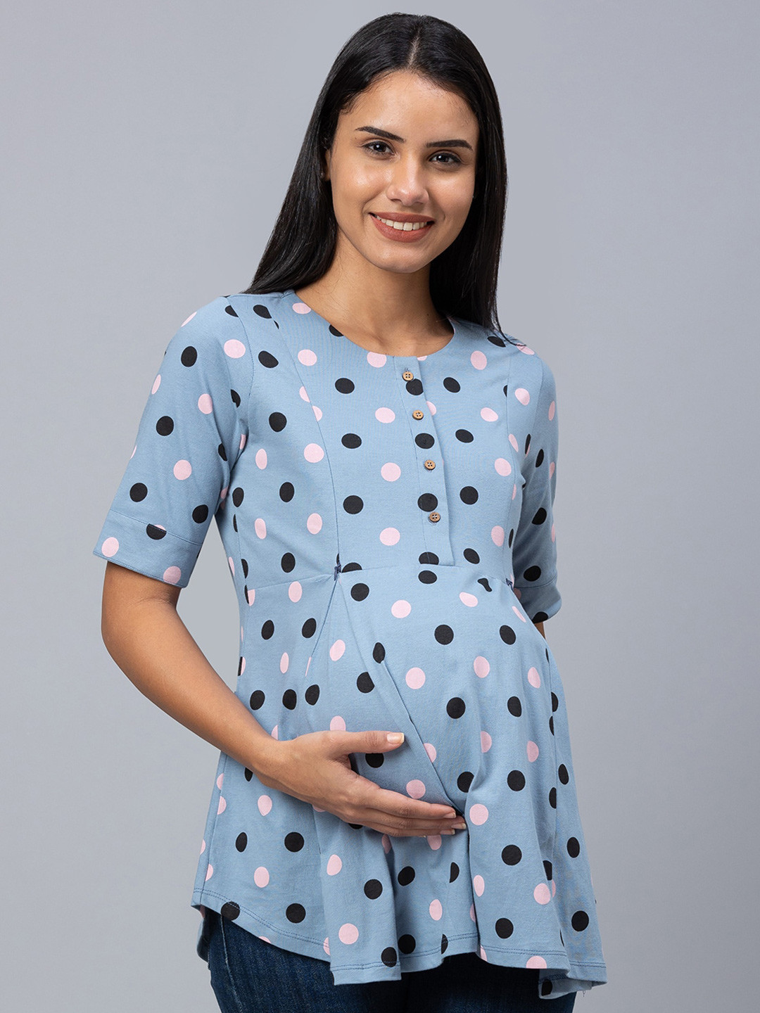 Buy AV2 Geometric Printed Pure Cotton Maternity Top Tops for Women