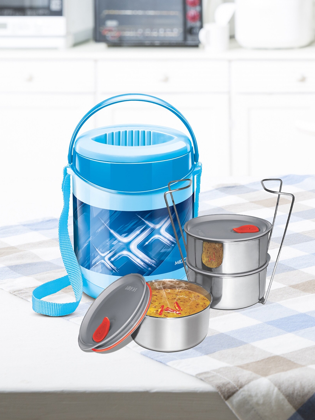 Buy Milton Econa Deluxe Blue Set Of 3 Insulated Stainless Steel Lunch