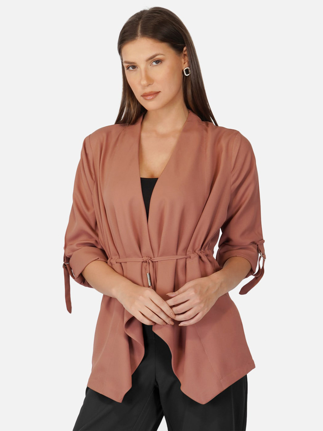 WearAll Women's Long Sleeve Tie-Up Shrug Top – Purple – Soft Stretch Jersey Cover-Up