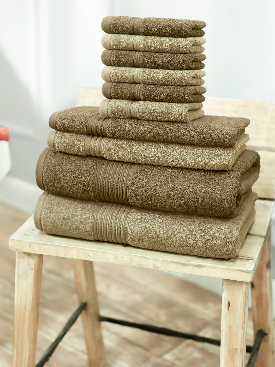 Buy Swiss Republic Set Of 10 Cotton 600 GSM Towels Towel Set for