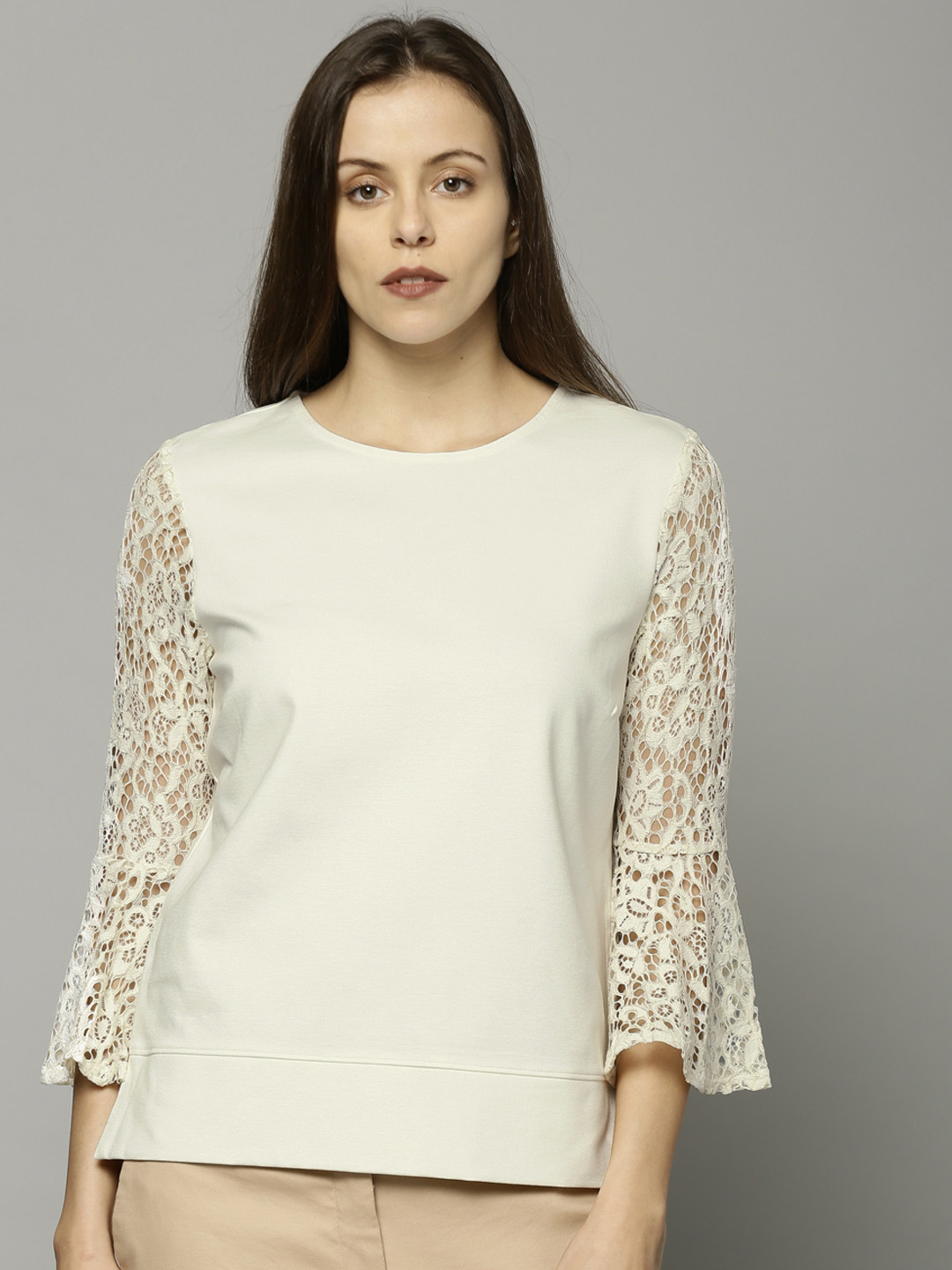 Buy Marks & Spencer Women Cream Coloured Solid Top Tops for Women