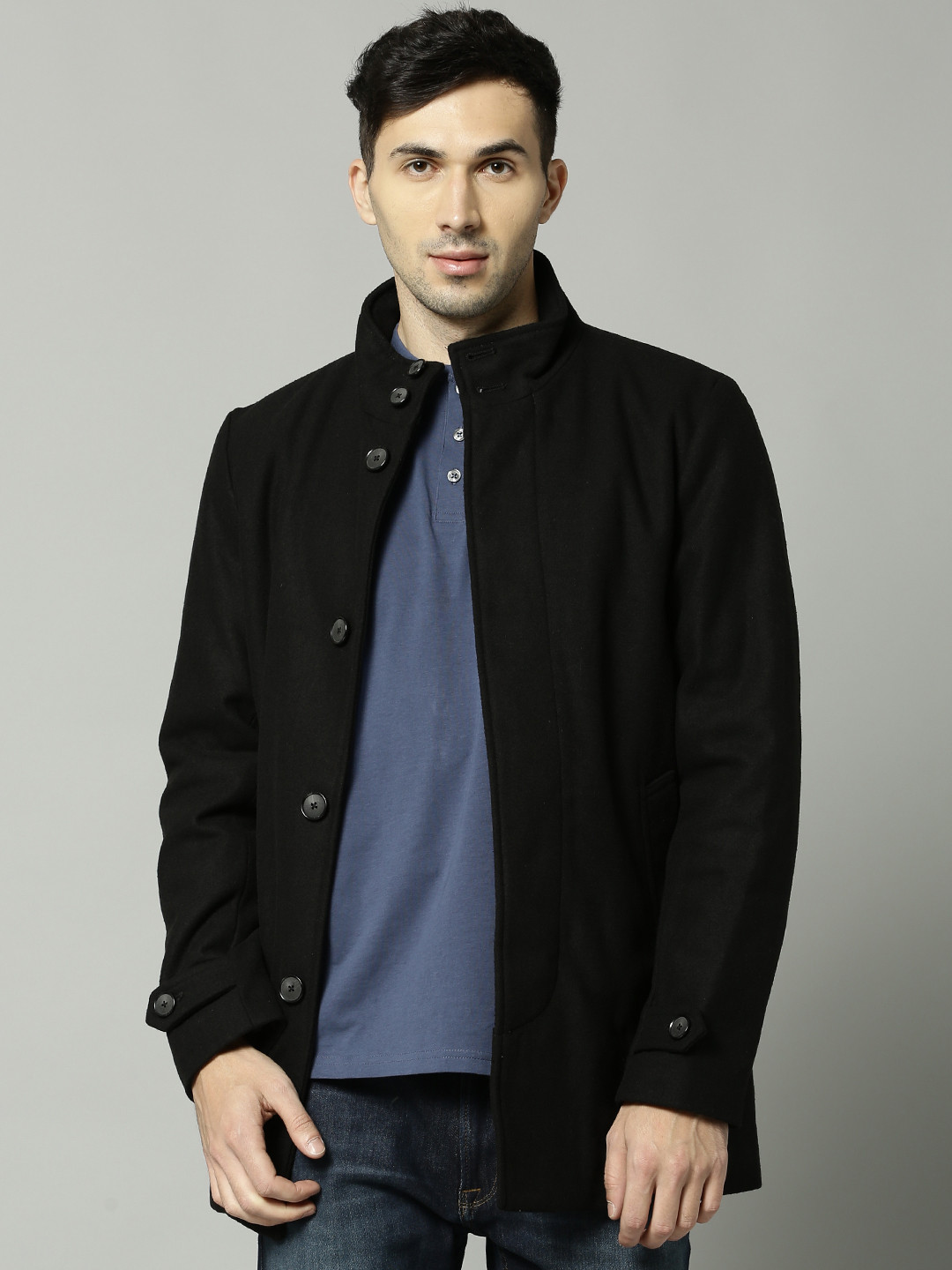 Buy Marks & Spencer Black Tailored Fit Longline Coat Coats for Men
