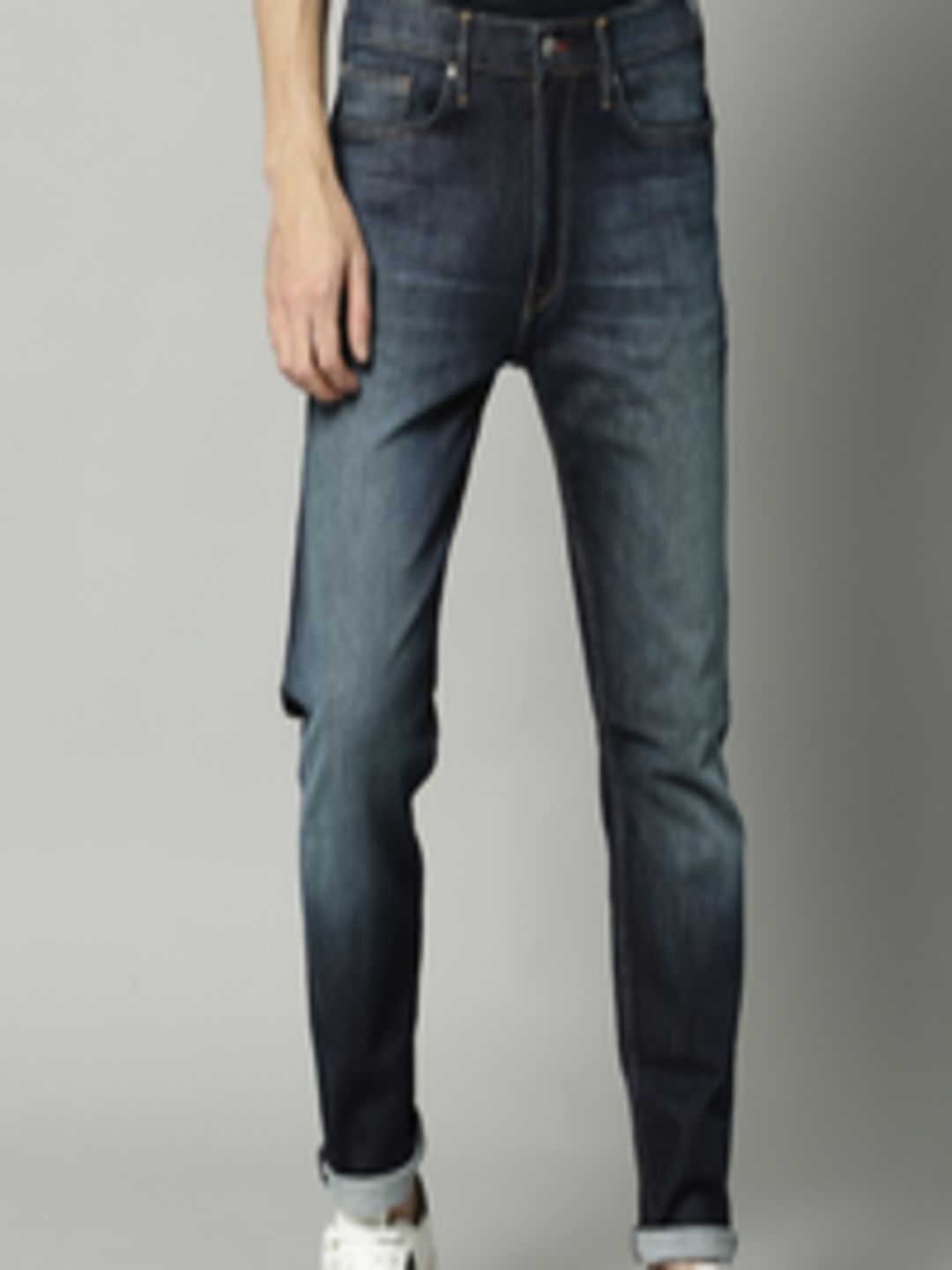 Buy Marks & Spencer Men Blue Tapered Fit Mid Rise Clean Look ...