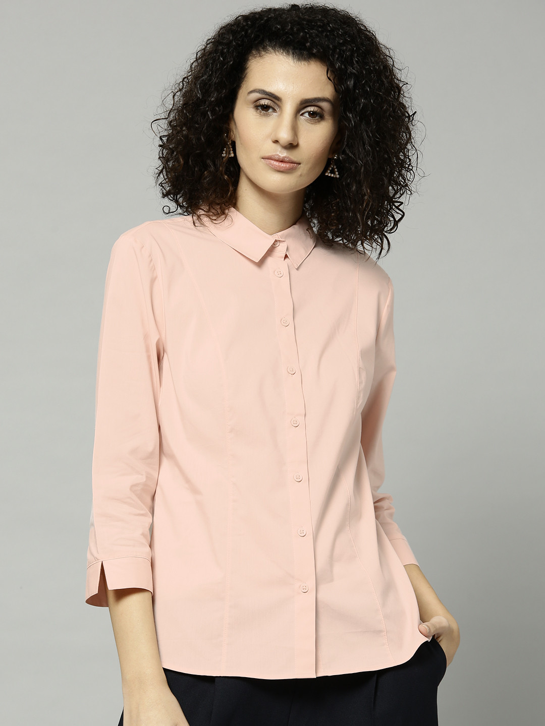 Buy Marks & Spencer Women Pink Regular Fit Solid Formal Shirt Shirts
