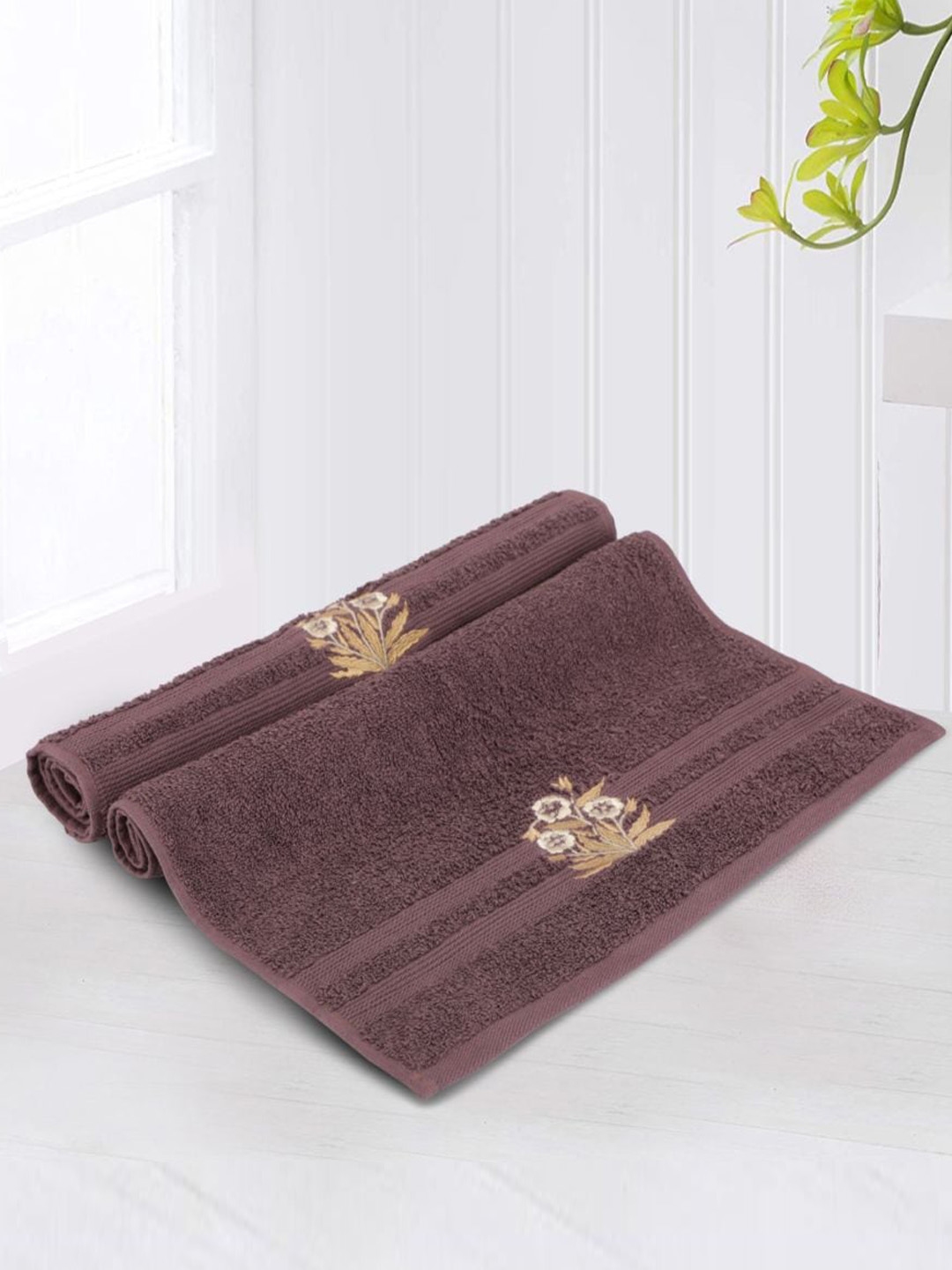 Buy LUSH & BEYOND Purple Set Of 2 500 GSM Pure Cotton Hand Towels Hand Towels for Unisex