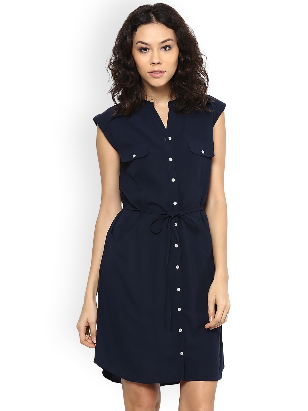 Buy 109F Women Navy Blue Solid Shirt Dress - Dresses for Women 2128209 ...