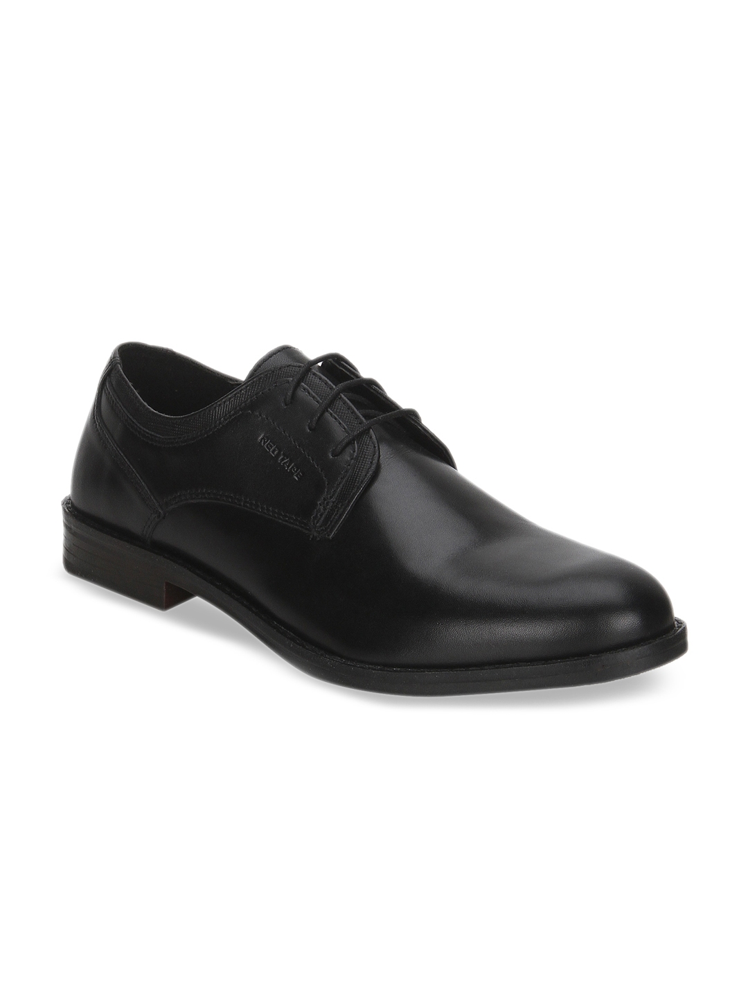 red tape mens black leather formal shoes