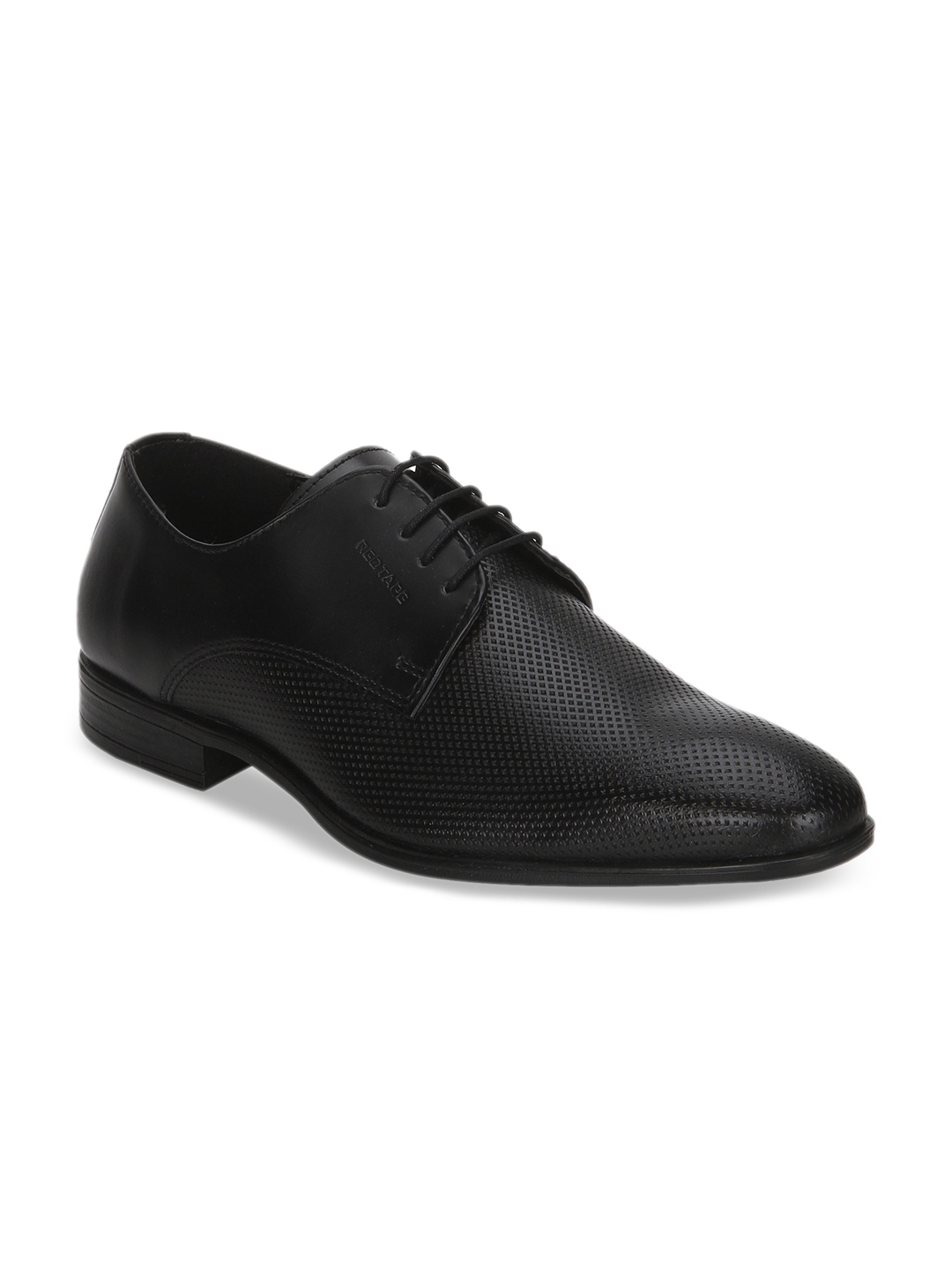 red tape mens black leather formal shoes