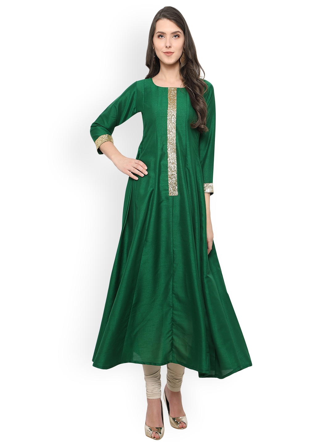 Buy Ahalyaa Women Green Solid Anarkali Kurta - Kurtas for Women 2128609 ...