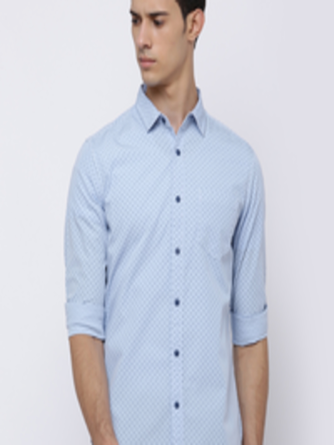 Buy LOCOMOTIVE Men Blue Slim Fit Printed Casual Shirt - Shirts for Men ...