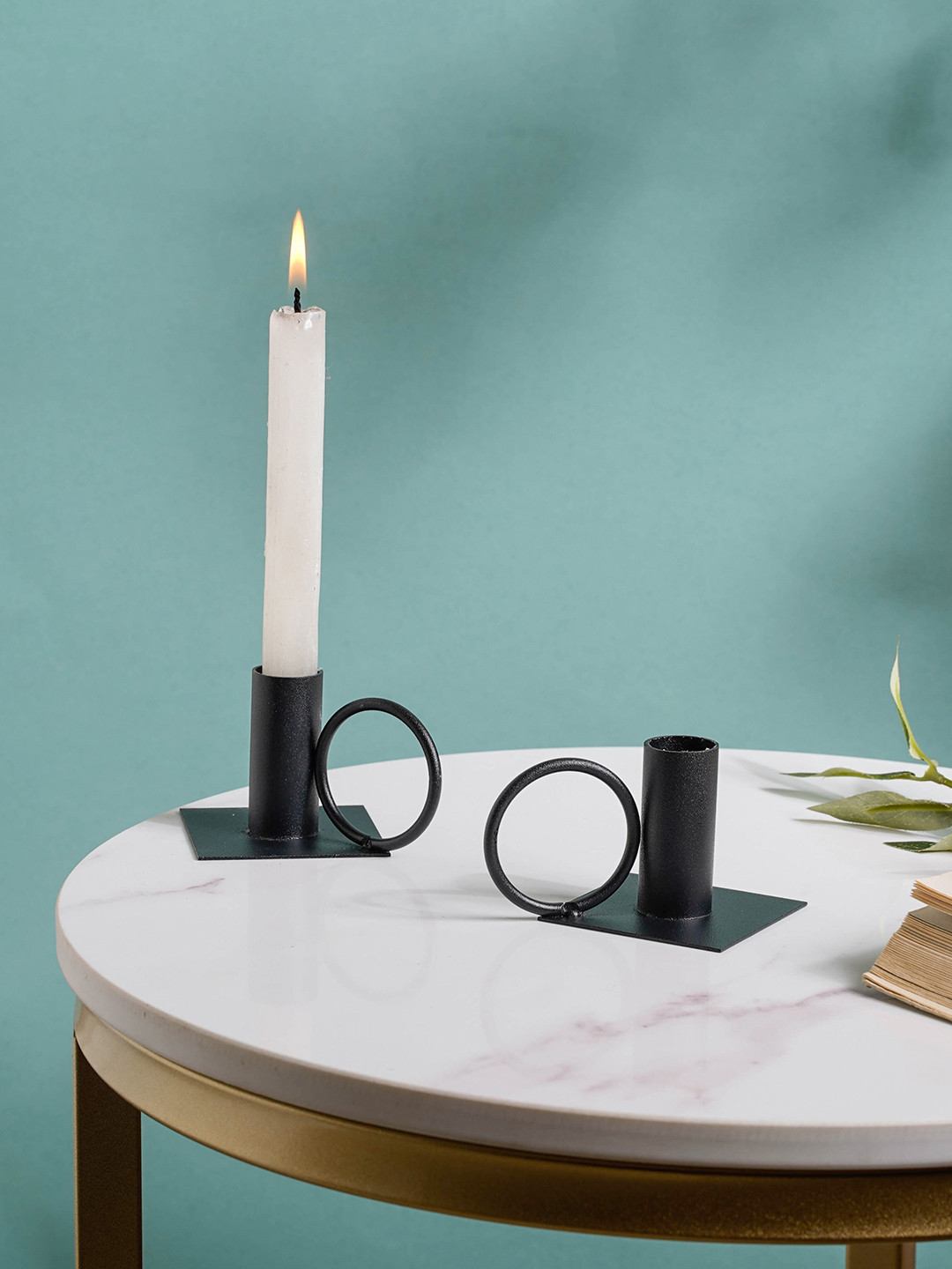 Buy Nestasia Set Of 2 Black Ring Candle Holders Candle Holders for