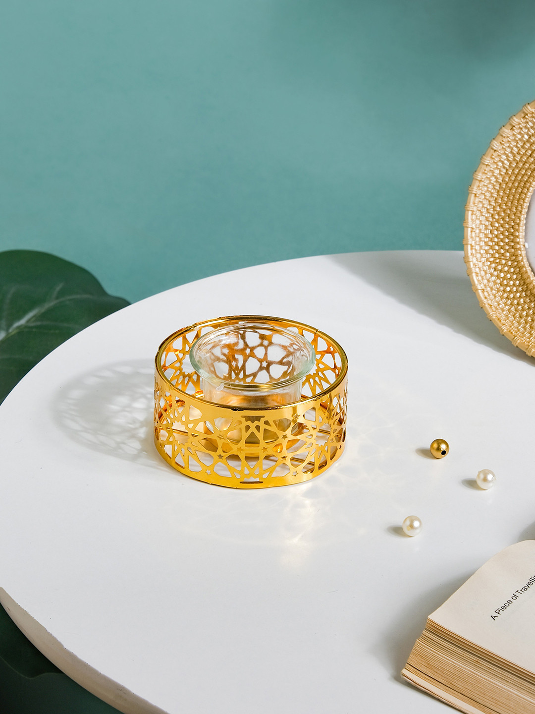 Buy Nestasia Transparent & Gold Coloured Candle Holders Candle