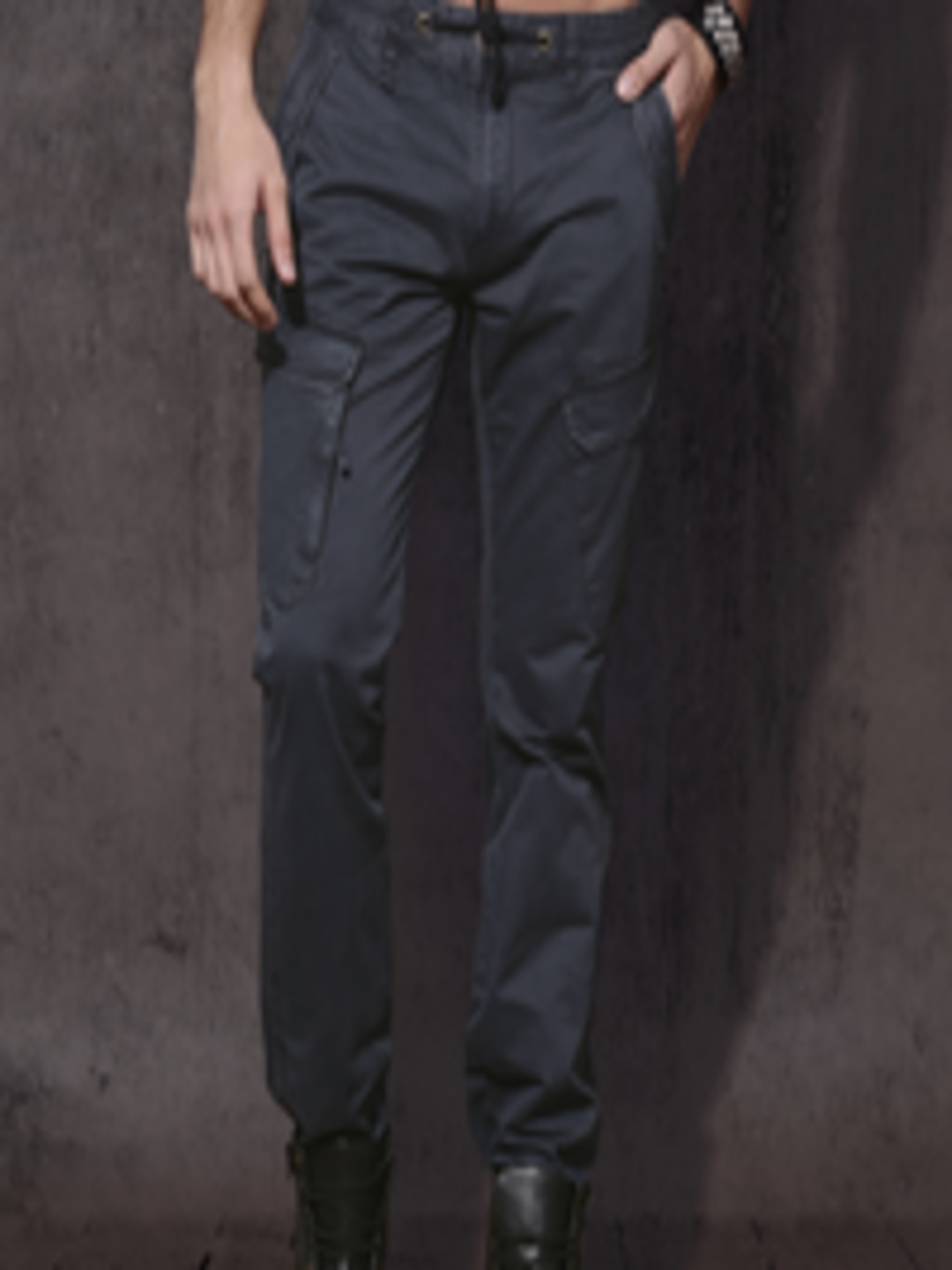 Buy Roadster Men Navy Slim Fit Solid Cargos - Trousers for Men 2129585 ...