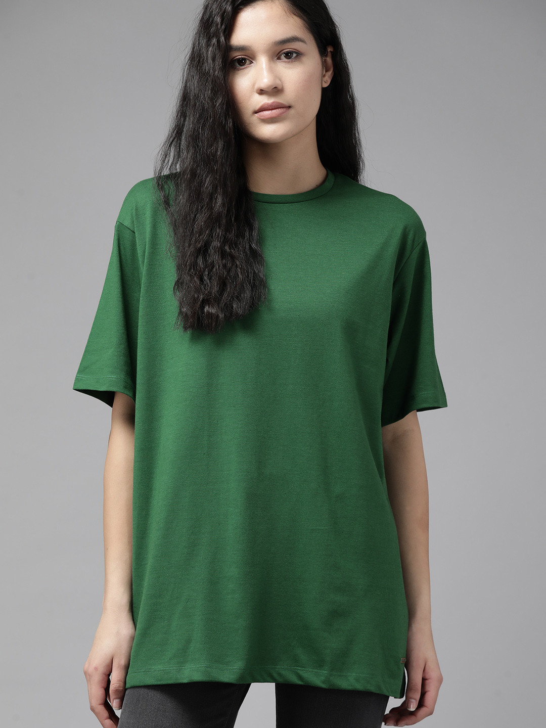 Buy Roadster Women Drop Shoulder Sleeves Oversized Longline T Shirt Tshirts for Women 21297844