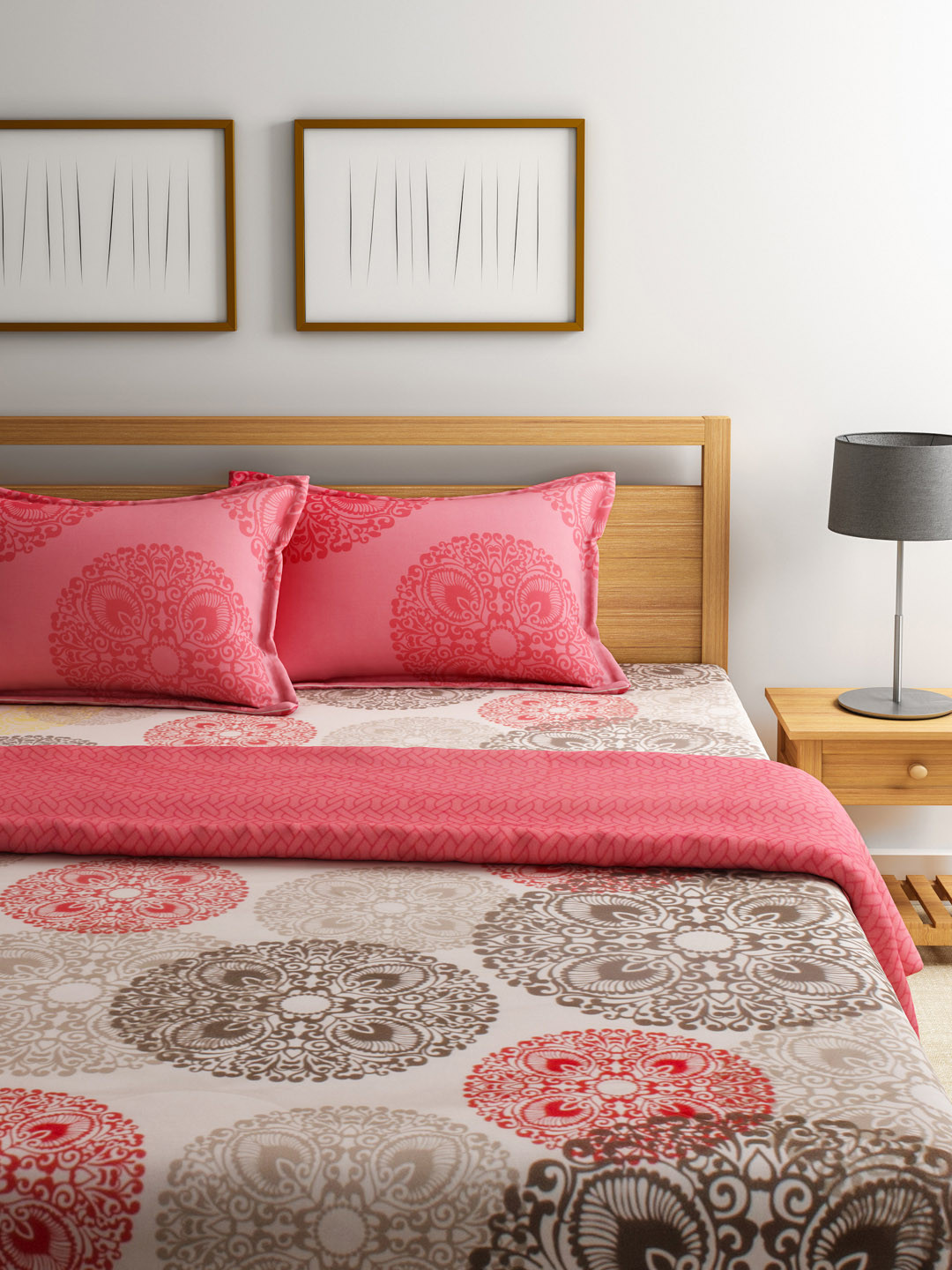 Buy Portico New York Peach Blue Printed Bedding Set With Comforter